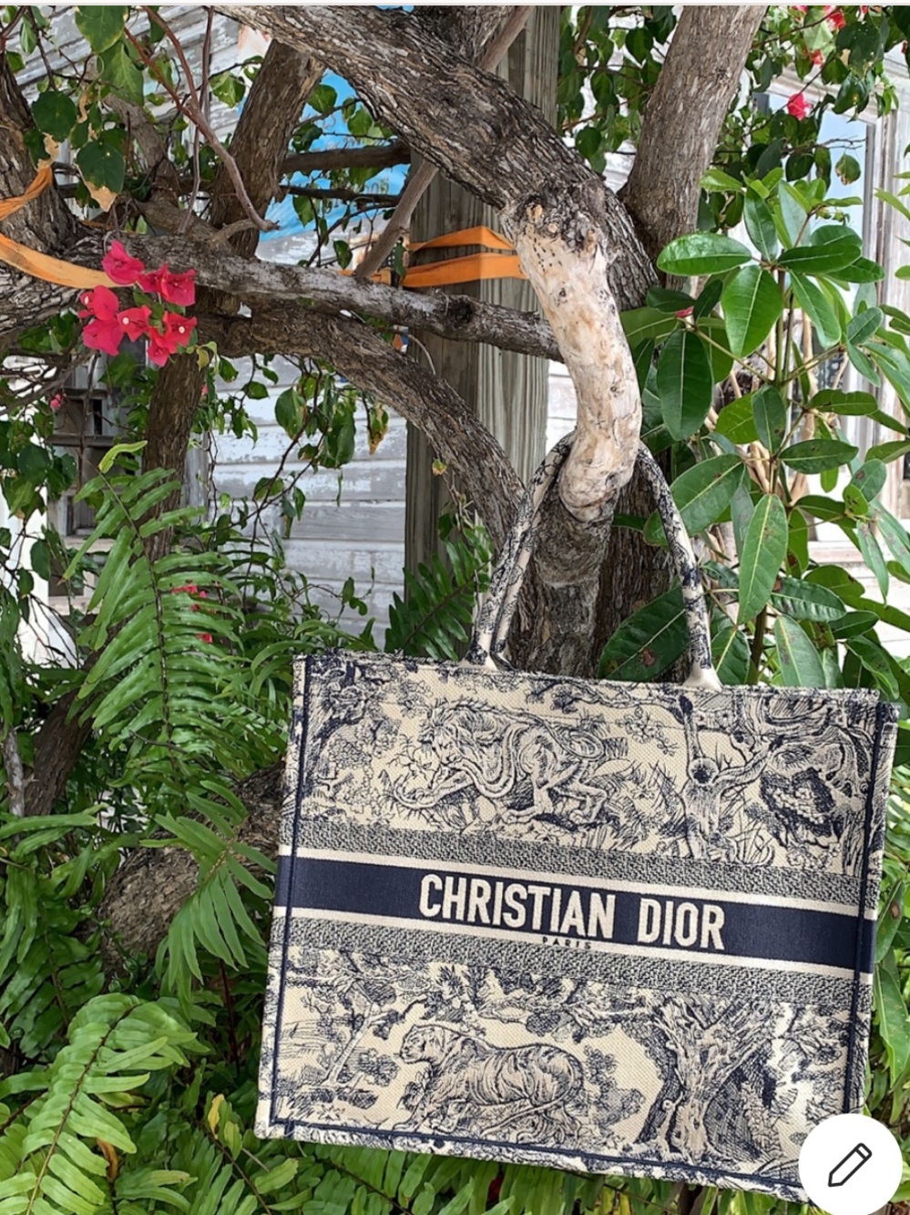 CHRISTIAN DIOR BOOK TOTE LARGE TIGER TOILE DE JOUY CANVAS BAG NWT FULL SET